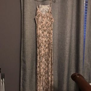 Taupe, full length floral dress (MAKE OFFER)